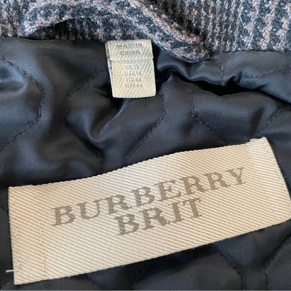 Burberry Brit Wool Blend Glen Check Bomber Jacket Authentic Women’s Size 14 - Picture 5 of 12